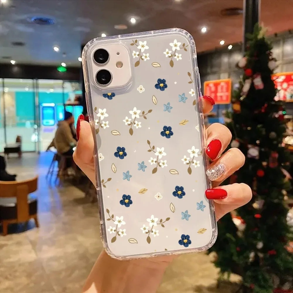 Aesthetic Floral Clear Phone Case for iPhone 17 Pro Max Cases iPhone 17 16 11 14 13 15 12 XS X XR 7 8 Plus 17 Air Acrylic Cover