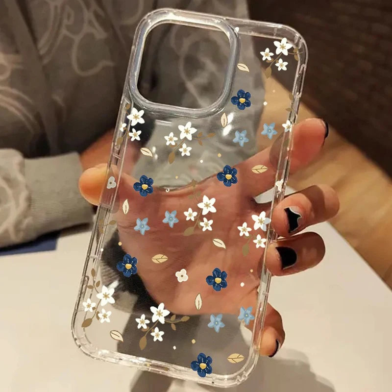 Aesthetic Floral Clear Phone Case for iPhone 17 Pro Max Cases iPhone 17 16 11 14 13 15 12 XS X XR 7 8 Plus 17 Air Acrylic Cover