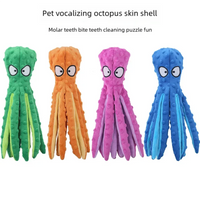 1PC Pet plush toys, cartoon stamps, fish skin shells, dog biting and sound-making toys, octopus, cat and dog products