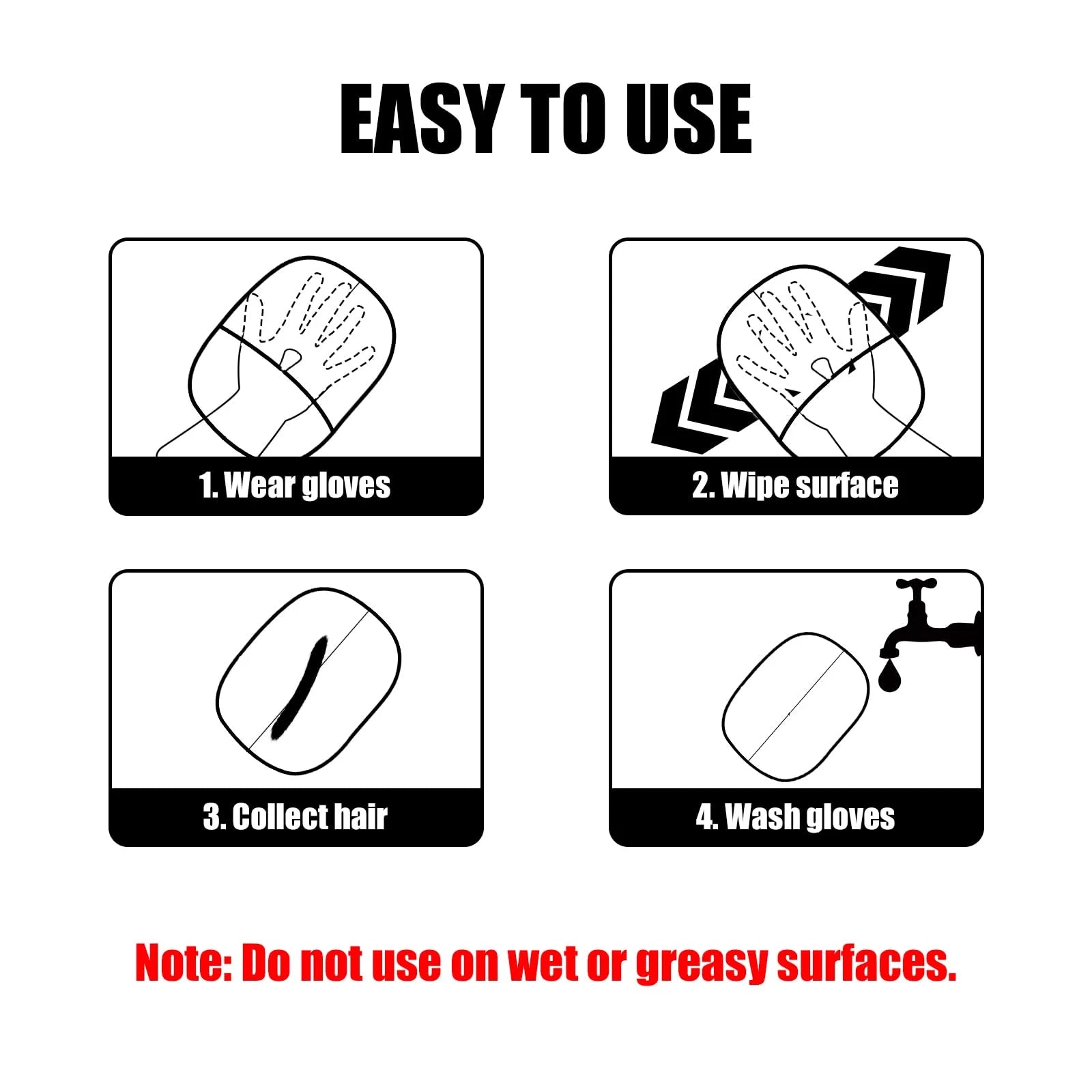 Pet Hair Removal Gloves, Double-Sided Grooming Gloves for Pets, Removes Pet Fur Hair for Carpets