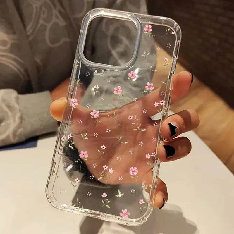 Aesthetic Floral Clear Phone Case for iPhone 17 Pro Max Cases iPhone 17 16 11 14 13 15 12 XS X XR 7 8 Plus 17 Air Acrylic Cover