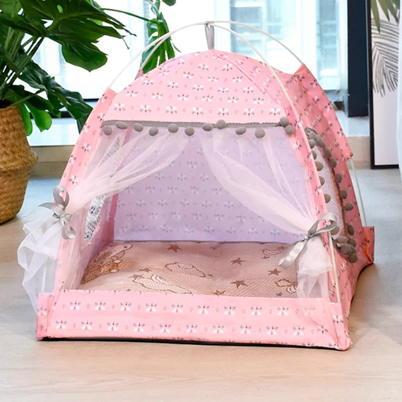 Cat Floral House Tent Semi Enclosed Internet Celebrity Tent Nest Universal For All Seasons Pet Supplies Summer Dog And Cat Nest