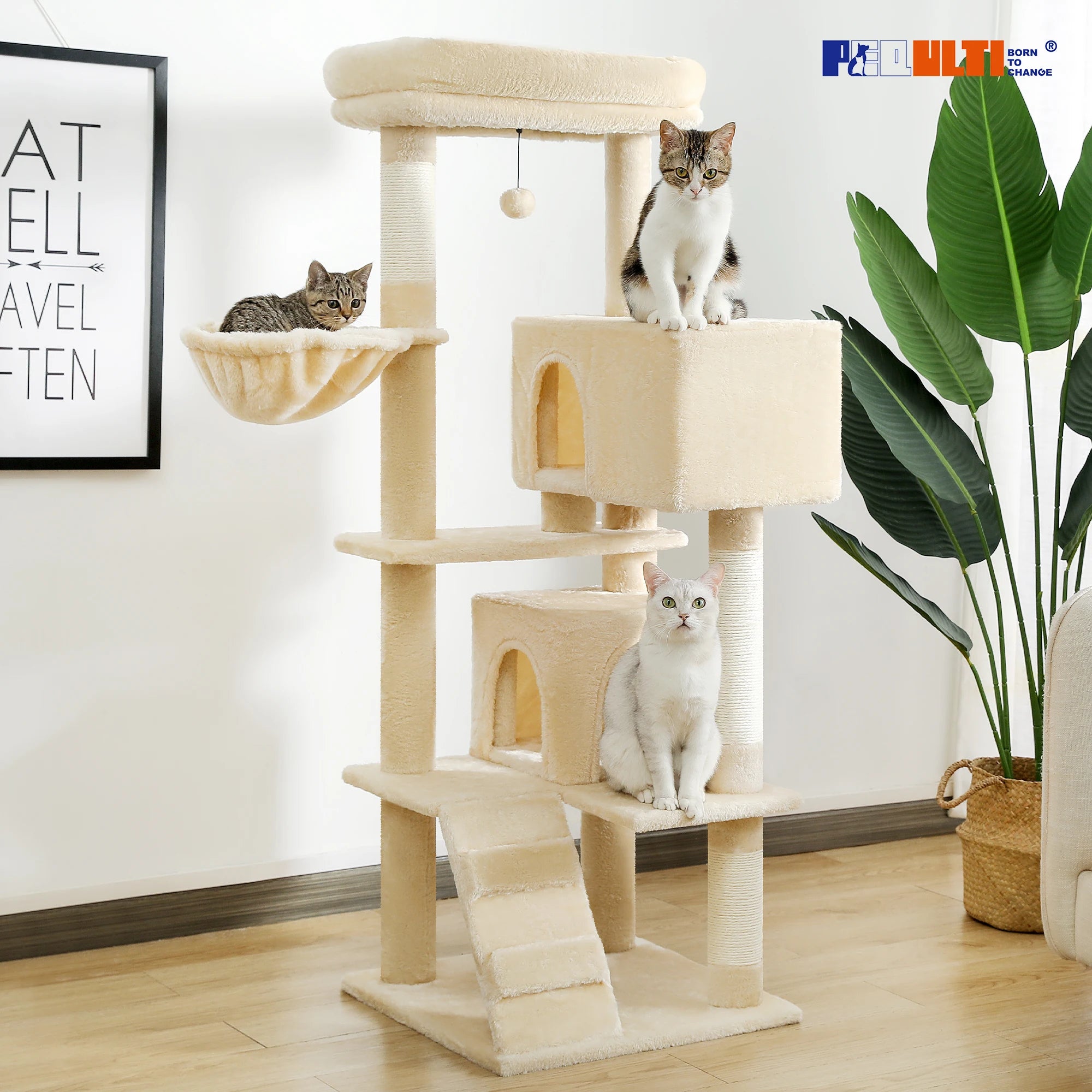 Cat Tree with Toy Cat Tower condo for Indoor Cats Cat House with Padded Plush Perch Cozy Hammock and Sisal Scratching Posts