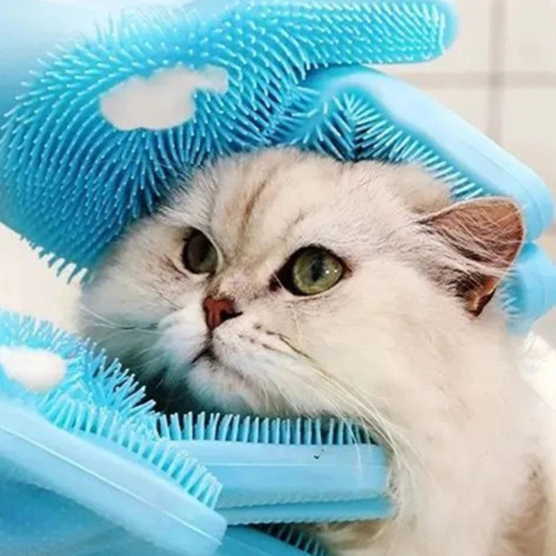 Pet Bathing Gloves Dog Cat Bathing Shampoo Massaging Cleaning Sponge Silicon Hair Removal Glove