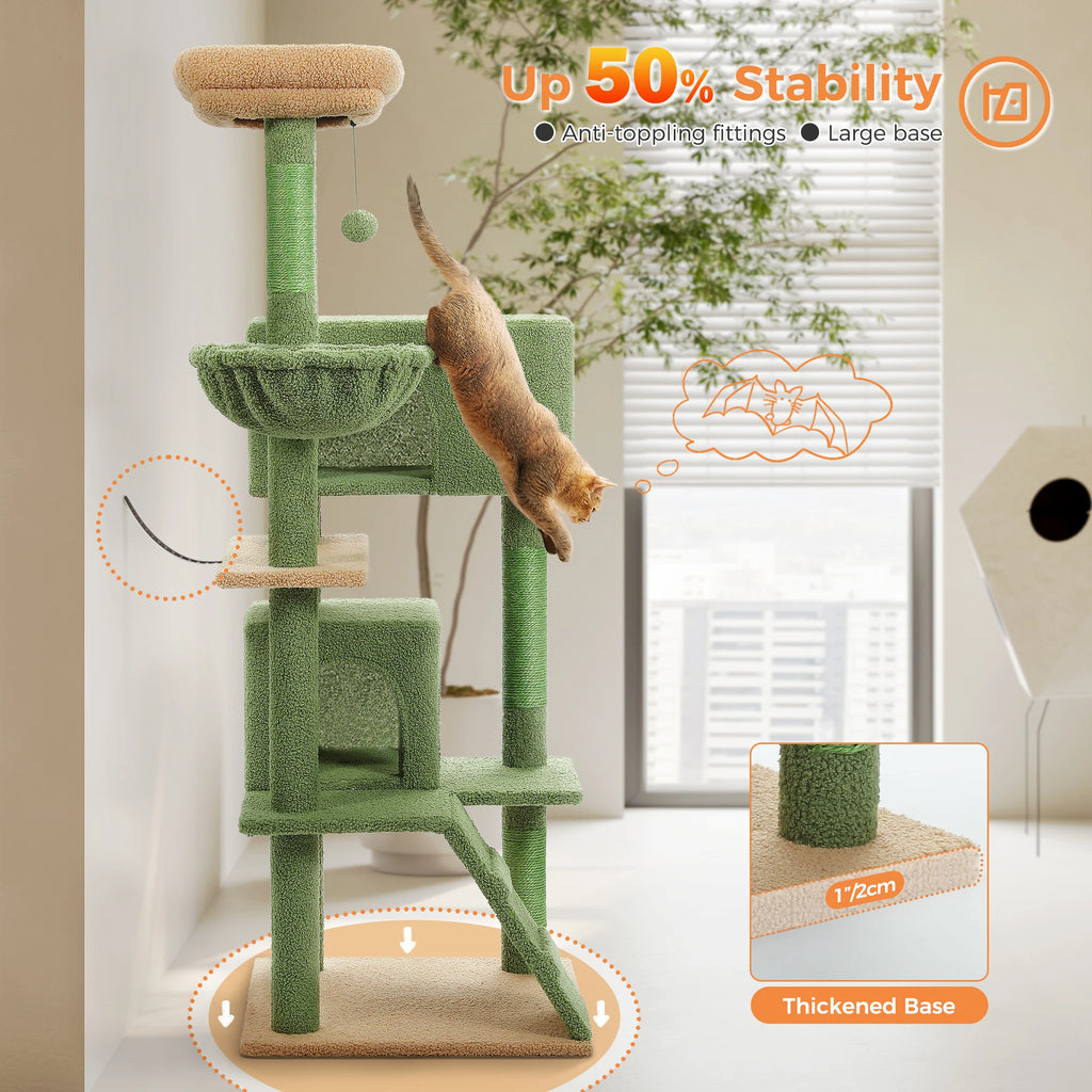 Cat Tree with Toy Cat Tower condo for Indoor Cats Cat House with Padded Plush Perch Cozy Hammock and Sisal Scratching Posts