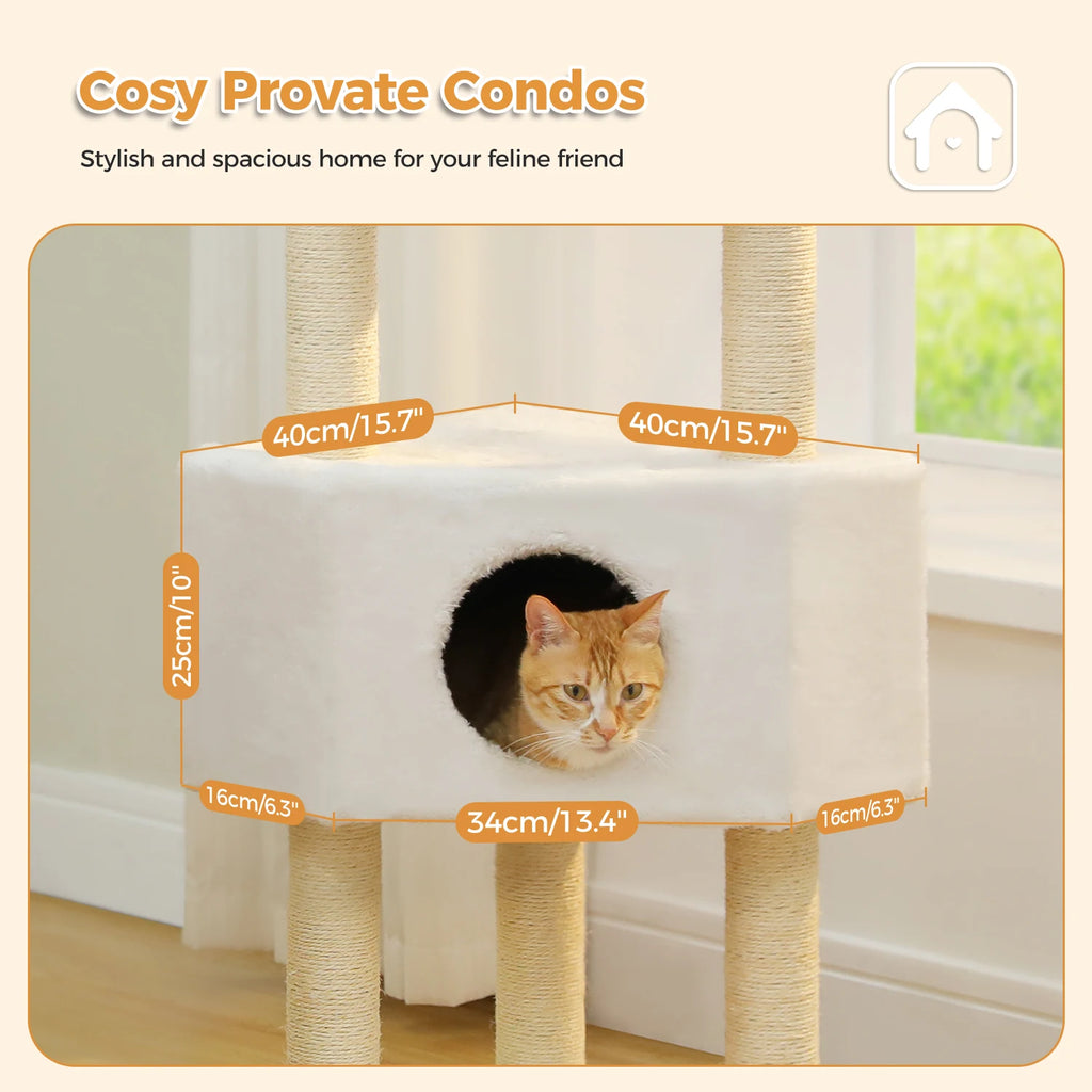 Cat Tree with Toy Cat Tower condo for Indoor Cats Cat House with Padded Plush Perch Cozy Hammock and Sisal Scratching Posts