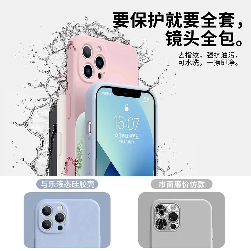 Luxury Original Liquid Silicone Phone Case For iPhone 11 12 13 14 15 16 Pro Max Mini 7 8 Plus XS X XR Soft Bumper Cases Cover
