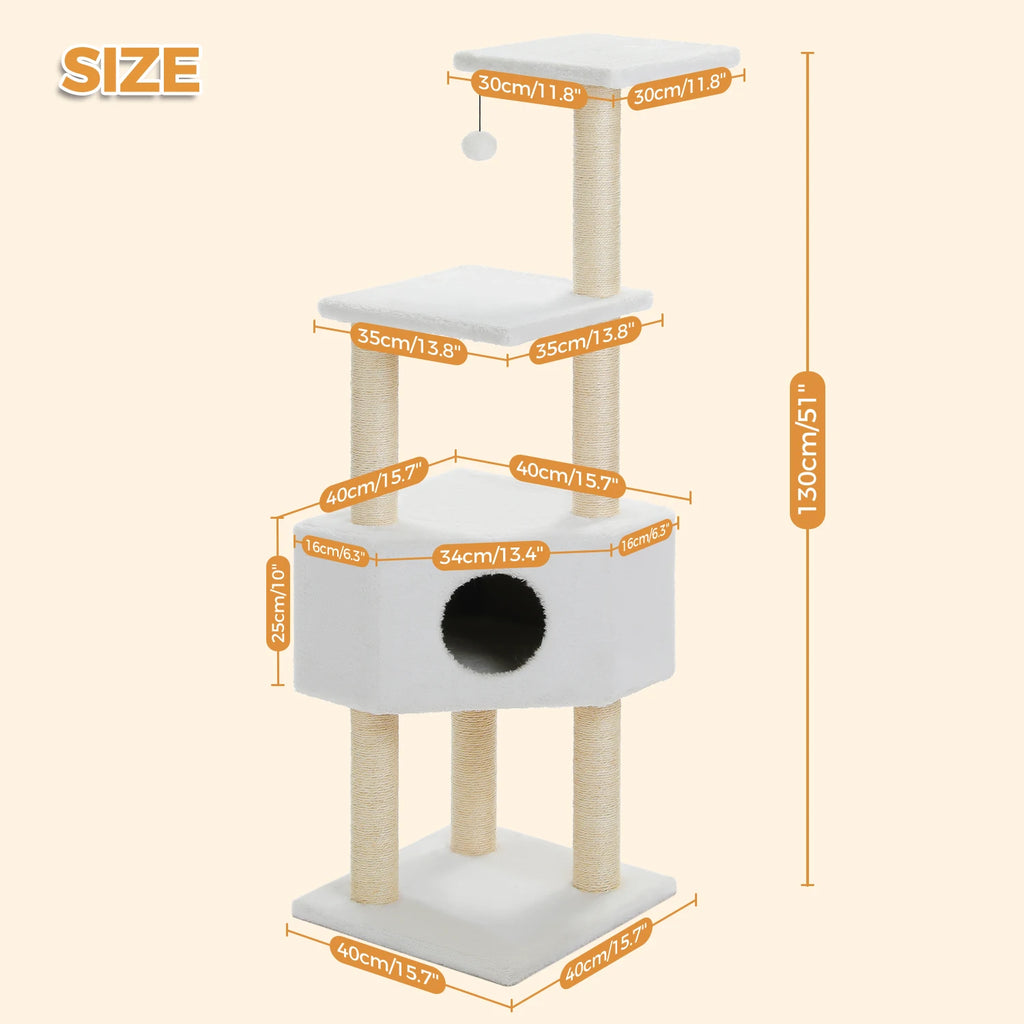 Cat Tree with Toy Cat Tower condo for Indoor Cats Cat House with Padded Plush Perch Cozy Hammock and Sisal Scratching Posts