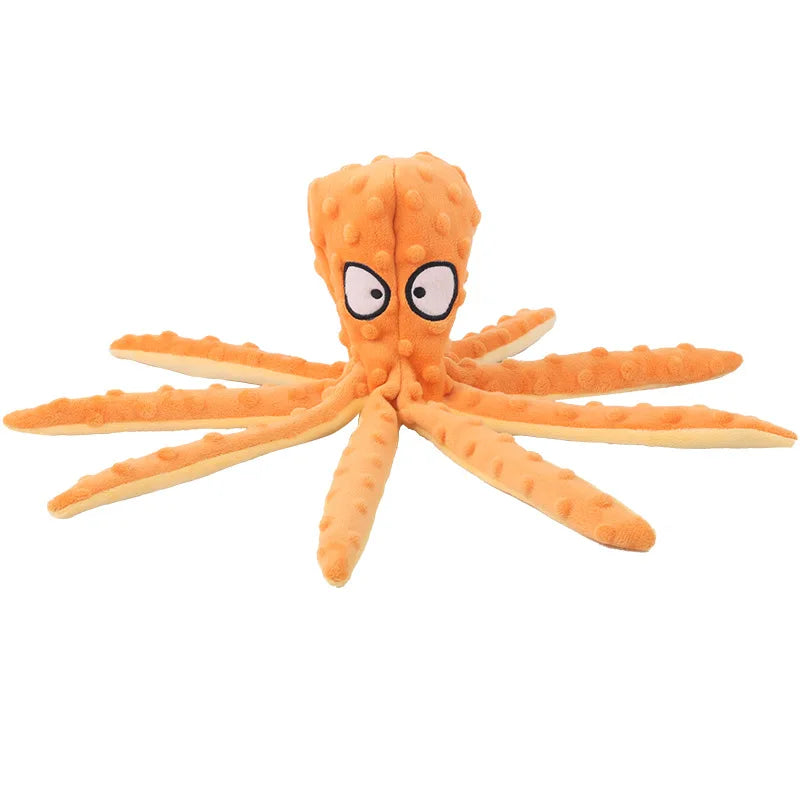 1PC Pet plush toys, cartoon stamps, fish skin shells, dog biting and sound-making toys, octopus, cat and dog products