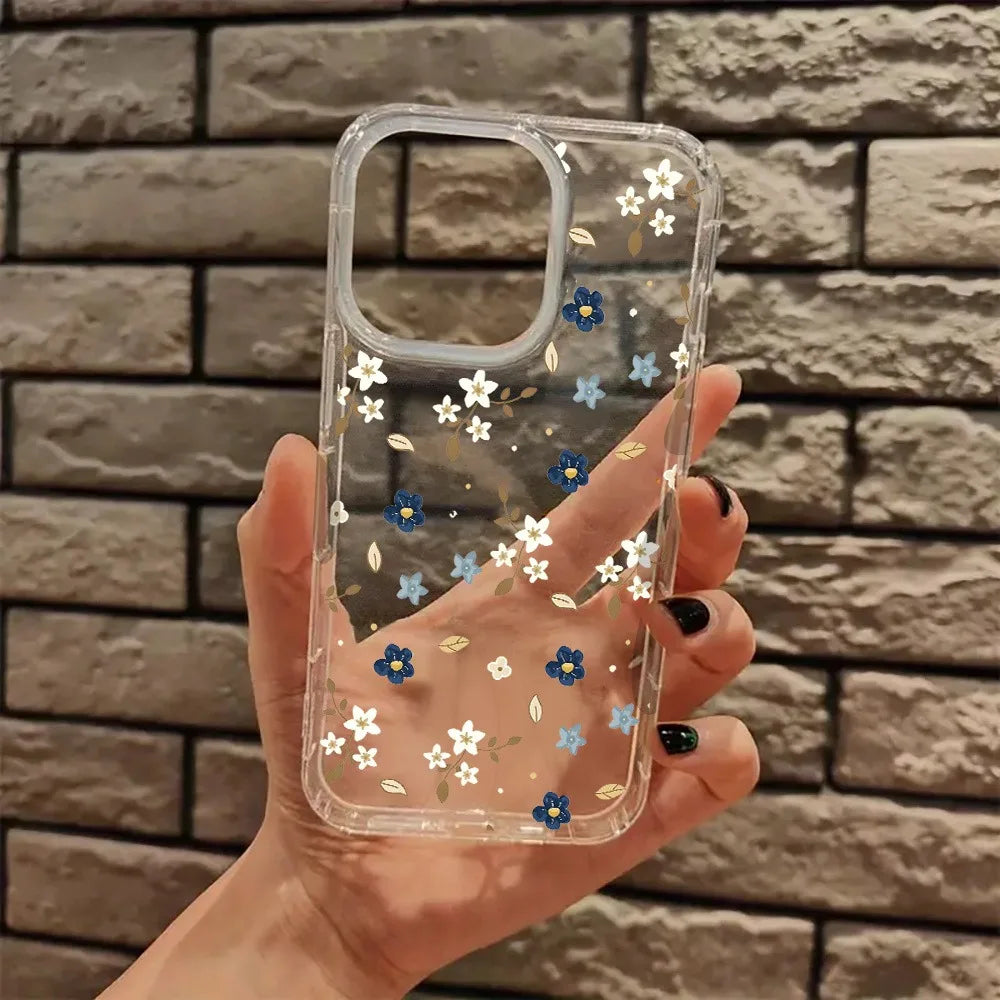 Aesthetic Floral Clear Phone Case for iPhone 17 Pro Max Cases iPhone 17 16 11 14 13 15 12 XS X XR 7 8 Plus 17 Air Acrylic Cover