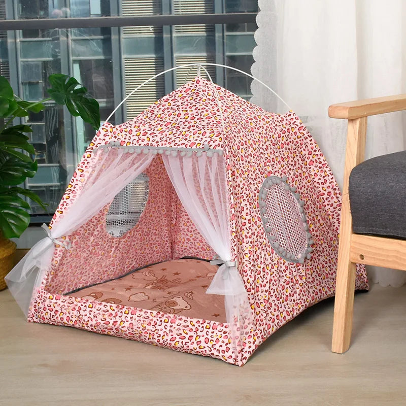 Cat Floral House Tent Semi Enclosed Internet Celebrity Tent Nest Universal For All Seasons Pet Supplies Summer Dog And Cat Nest