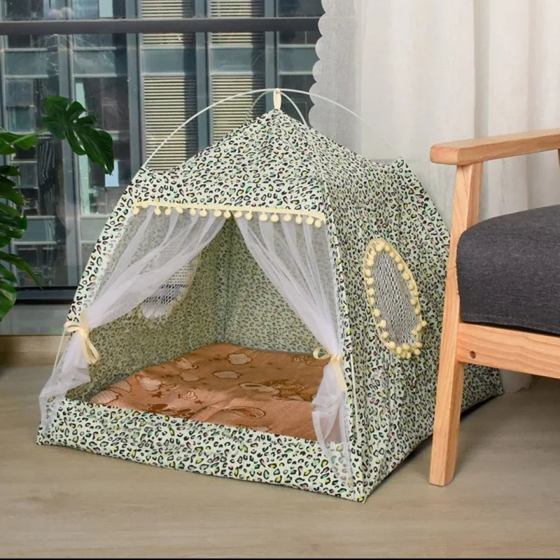Cat Floral House Tent Semi Enclosed Internet Celebrity Tent Nest Universal For All Seasons Pet Supplies Summer Dog And Cat Nest
