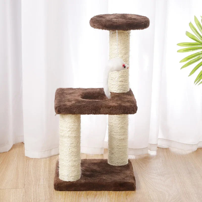Cat Scratcher Climbing Frame Scratching Post Resistant Sisal Cat Tree with Toys Fish Kitten Playground Pet Furniture Supplies