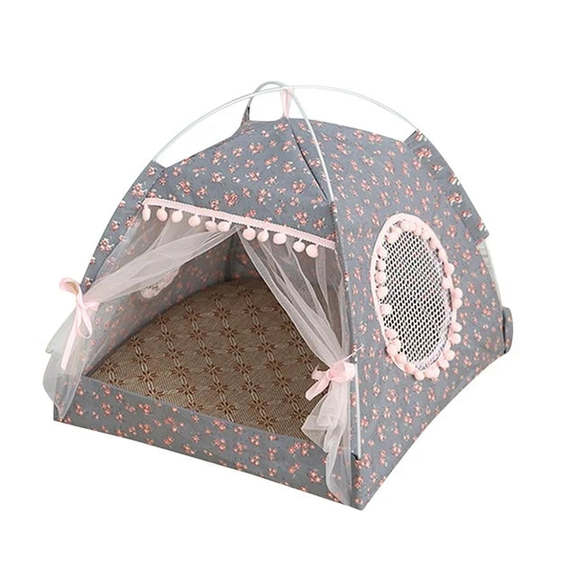 Cat Floral House Tent Semi Enclosed Internet Celebrity Tent Nest Universal For All Seasons Pet Supplies Summer Dog And Cat Nest
