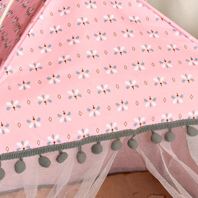 Cat Floral House Tent Semi Enclosed Internet Celebrity Tent Nest Universal For All Seasons Pet Supplies Summer Dog And Cat Nest