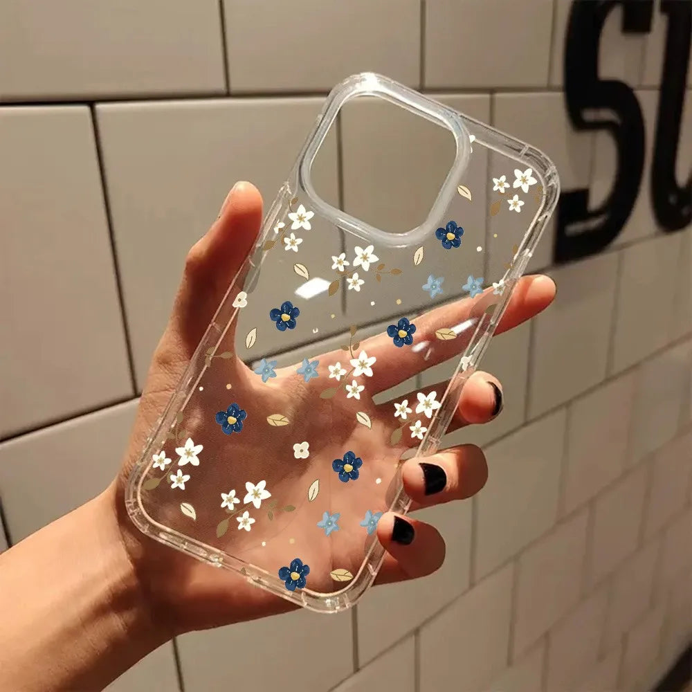 Aesthetic Floral Clear Phone Case for iPhone 17 Pro Max Cases iPhone 17 16 11 14 13 15 12 XS X XR 7 8 Plus 17 Air Acrylic Cover