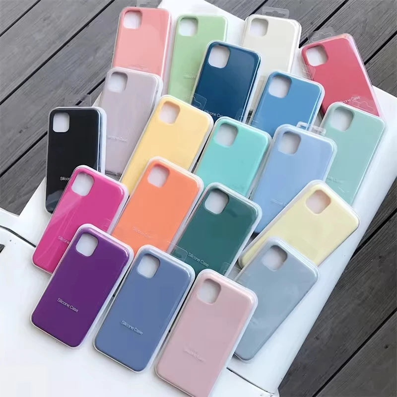Original Liquid Silicone Phone Case for iPhone 15 16 14 Plus 13 12 11 Pro Max Soft Cases for iPhone 12 13 11 14 15 Full Cover