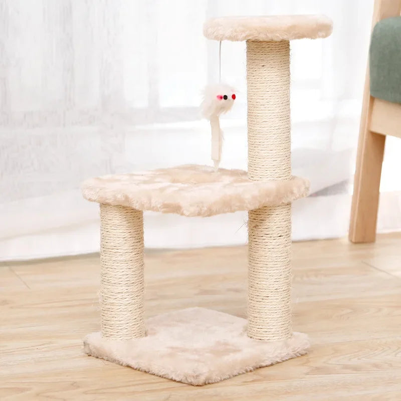 Cat Scratcher Climbing Frame Scratching Post Resistant Sisal Cat Tree with Toys Fish Kitten Playground Pet Furniture Supplies