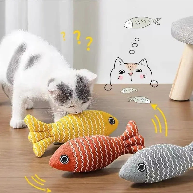 New pet toys, cat toys, linen fish pillows, self hi cat mint doll, pet supplies
